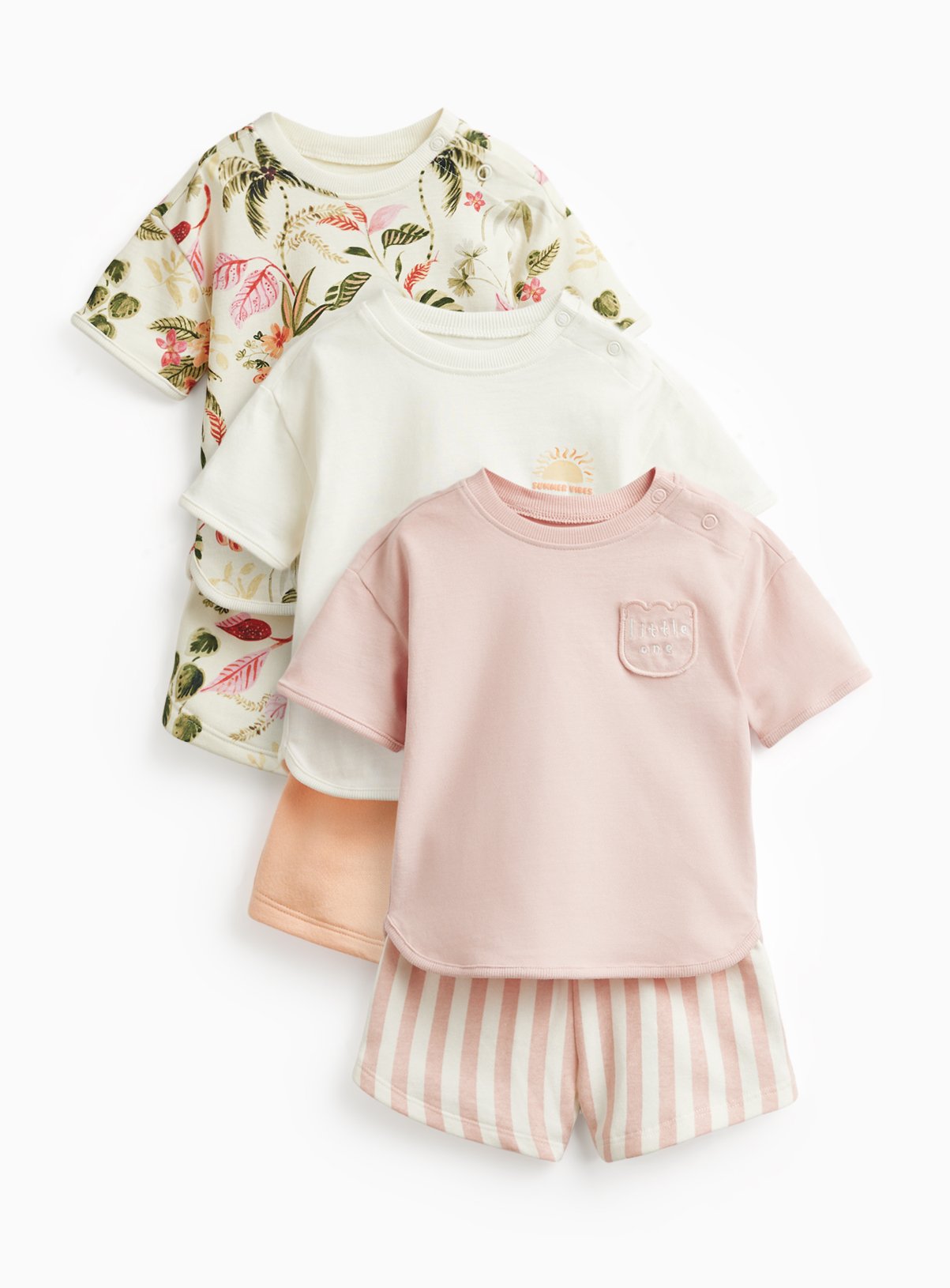 Botanical Prints Tee & Shorts Sets 3 Pack 3-6 months - Image 1 thumbnail